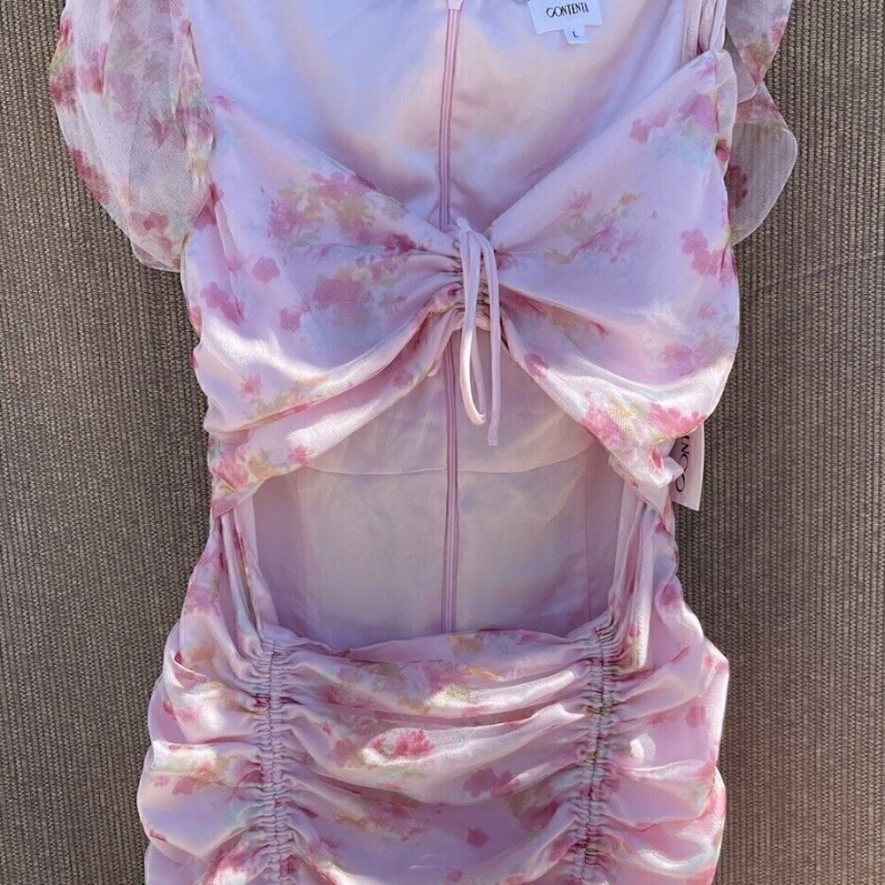 Urban Outfitters Dress New Size SizeLarge Flower Print Cut Out Club Contenta